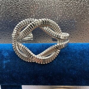 Silver Love Knot Cuff  Bracelets Large Statement Silver Tone Chunky